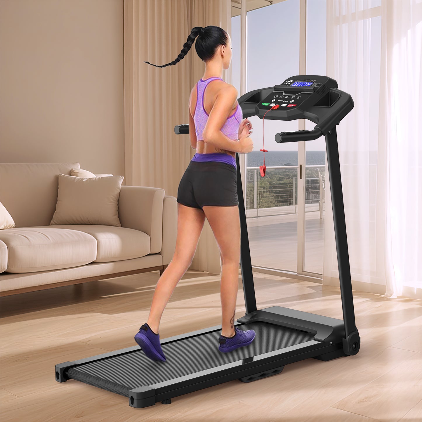 Foldable Treadmill - 2.5HP Electric Running Machine for Home Gym