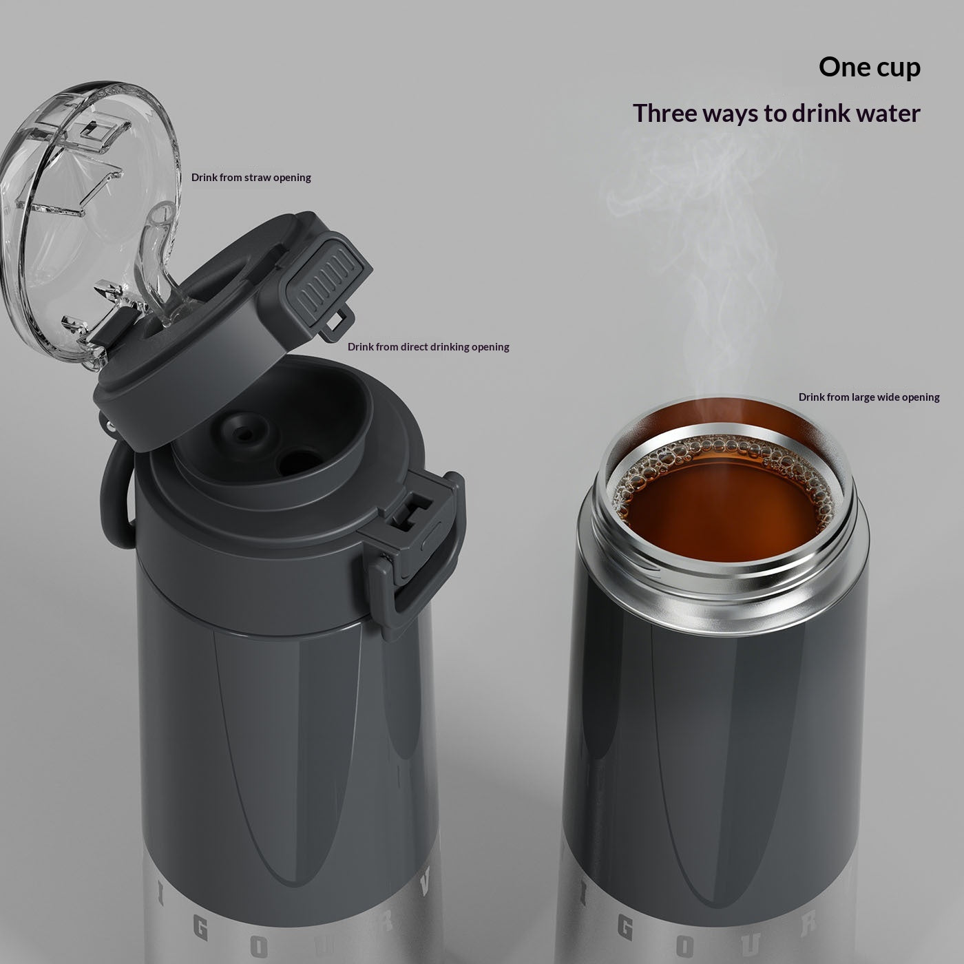 Large Capacity Stainless Steel Water Bottle with Straw - 500ML, Light Luxury