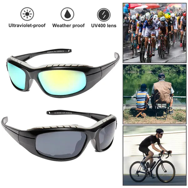 Motorcycle Riding Glasses - 2 Pairs Wind Resistant Sunglasses