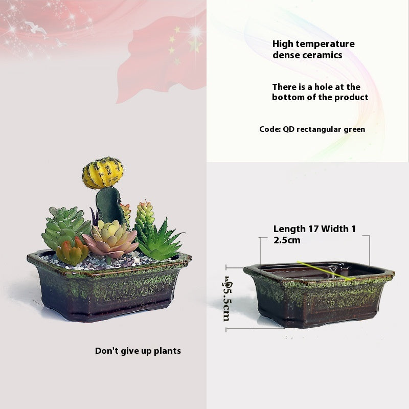 Square Ceramic Flowerpot for Home Gardening - High Temperature Resistant