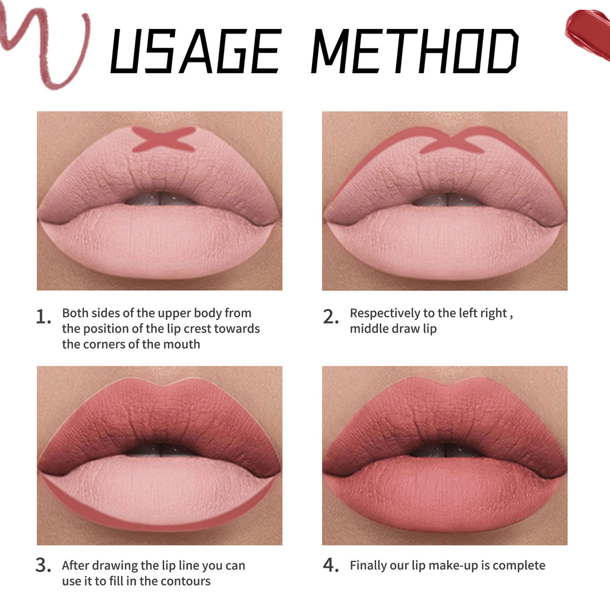 12 Color Matte Lipstick Set - Lip Liner & Lipstick Suit for Makeup