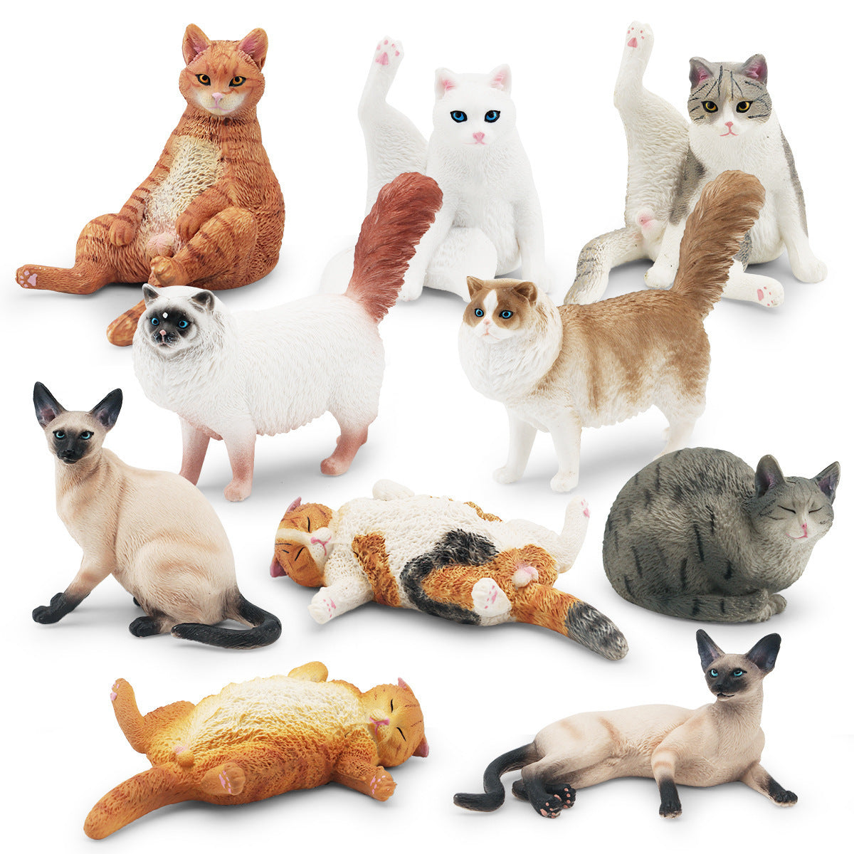 Children's Animal Model Figurines Set - Educational PVC Cat Figures for Kids & Decor