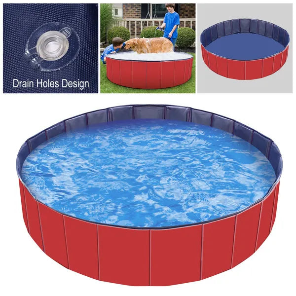 Foldable Pet Swimming Pool PVC Kiddie Dog Bathing Tub & Kids Playmat
