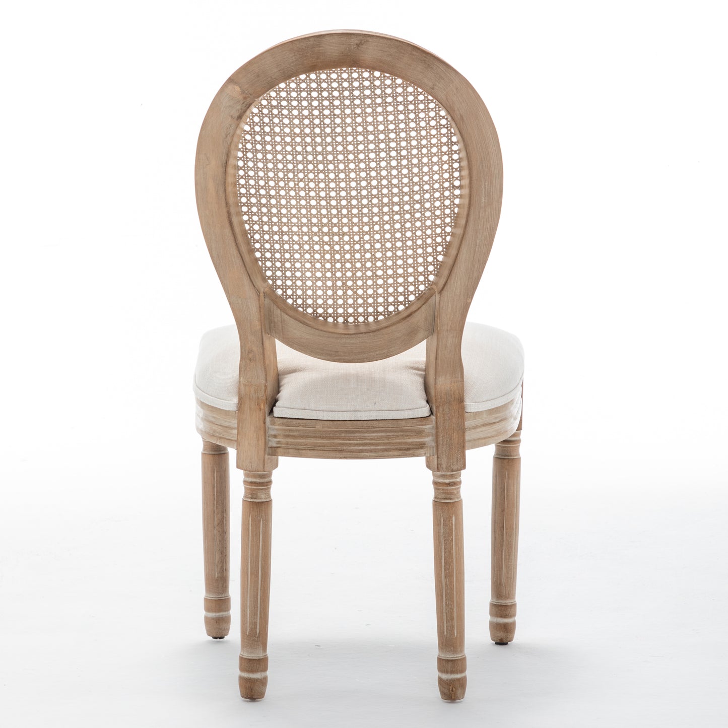 Farmhouse Dining Chairs with Cushioned Linen Seat - Set of 2, Beige