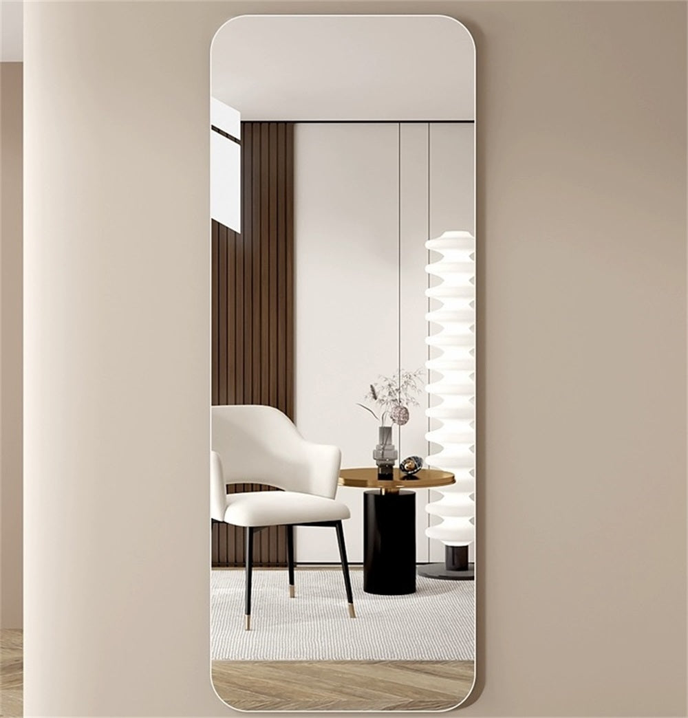 Full Body Round Corner Mirror - 65 x 24 Inch Clear Glass