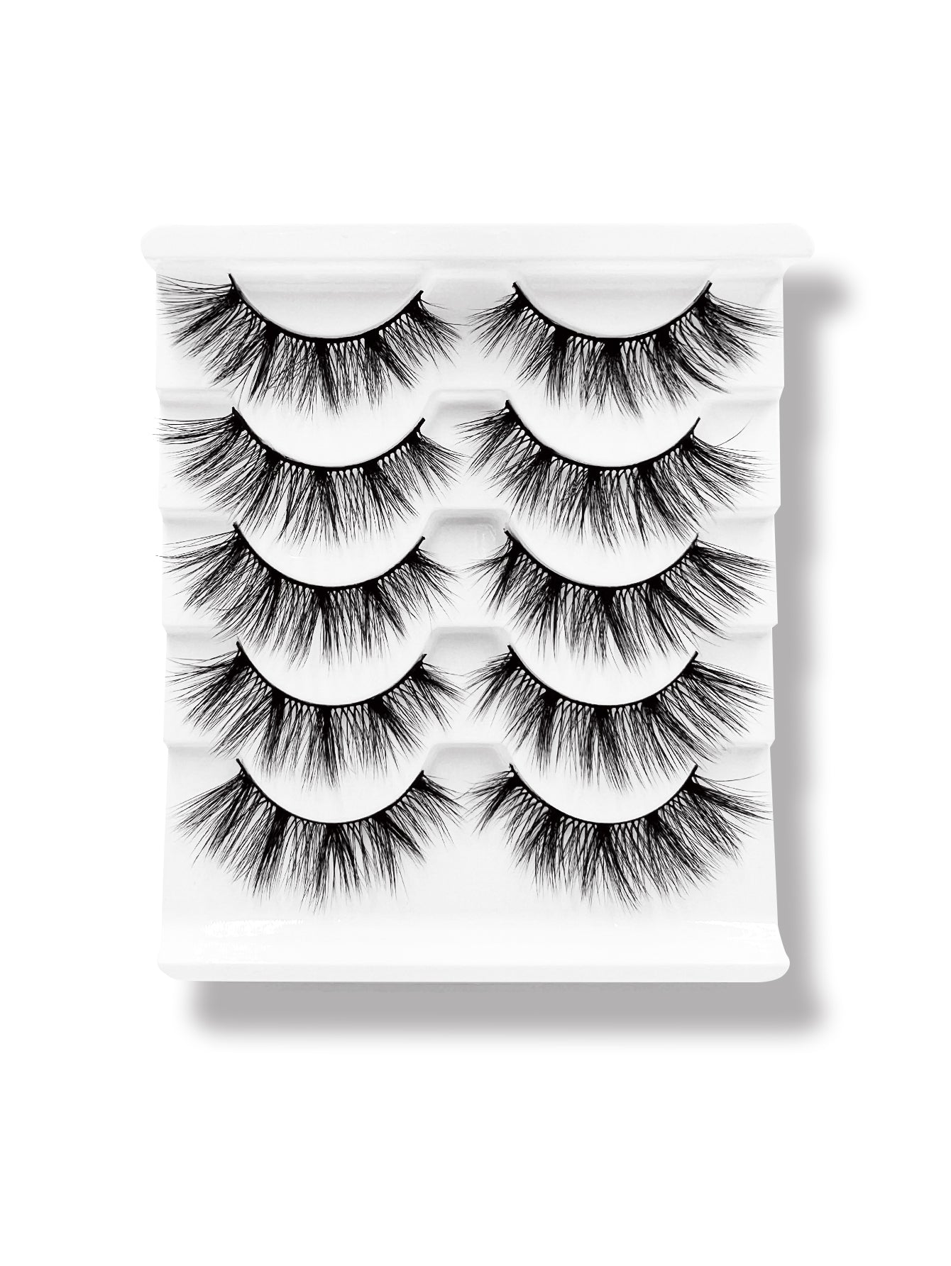 3D Faux Mink False Eyelashes - Voluminous Cluster Style, 5 Pairs
