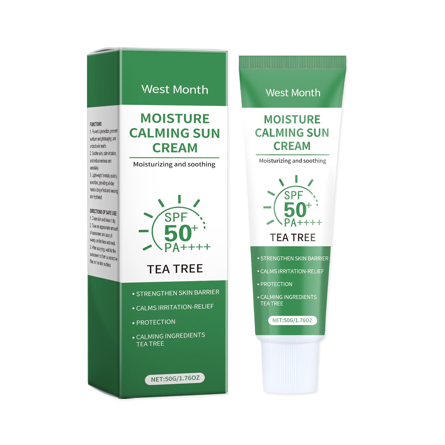 Tea Tree Refreshing Protective Sunscreen Cream - Moisturizing & Pore Tightening