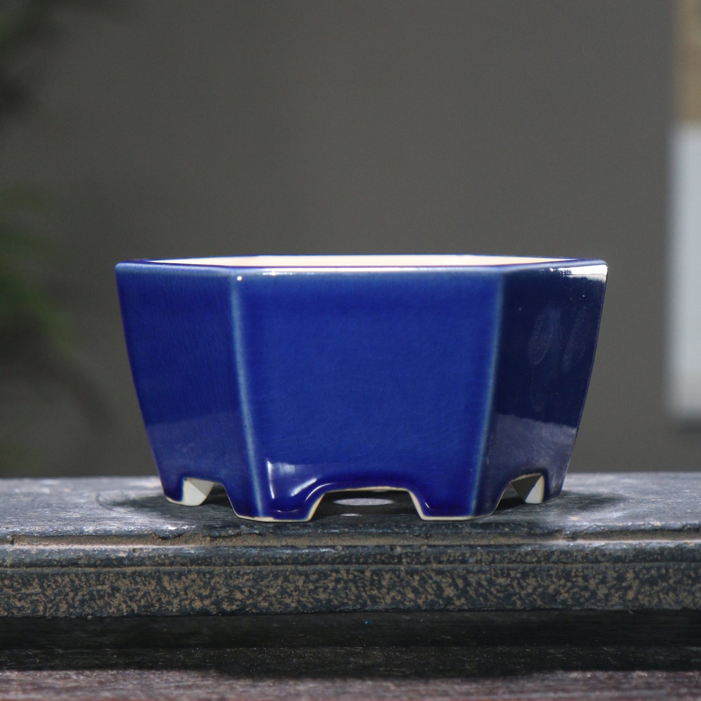 Ceramic Bonsai Basin Hexagonal Flowerpot with Glazed Finish - Indoor & Outdoor Decor
