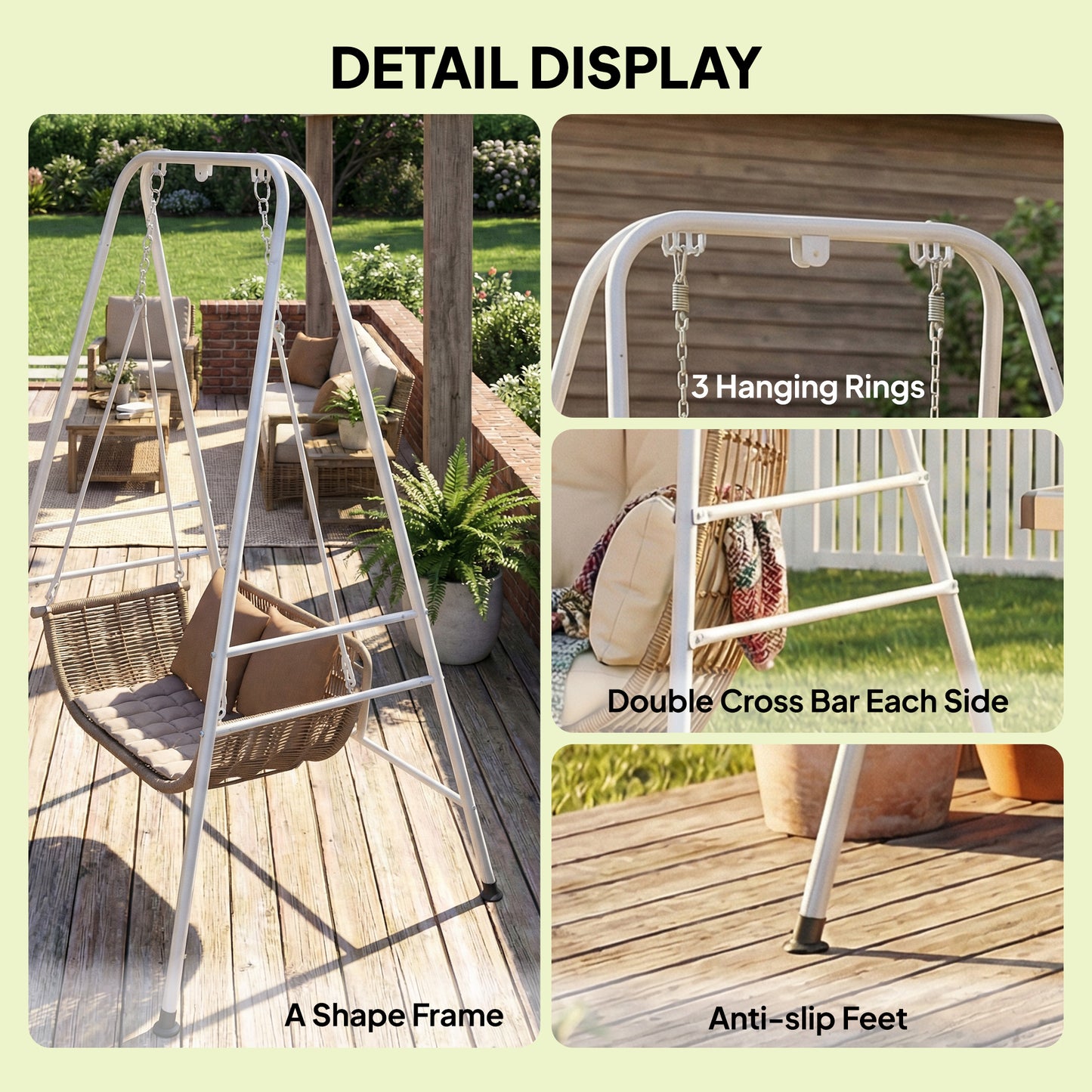 Hammock Chair Stand for Indoor & Outdoor Use - White