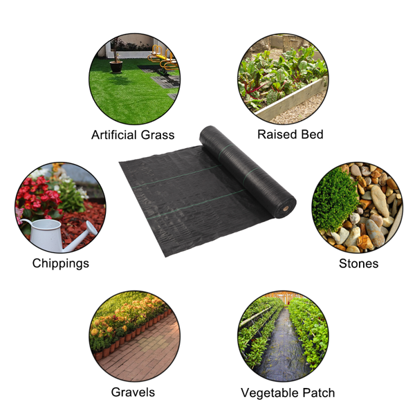 4x100ft Black Weed Barrier Fabric Polypropylene Garden Cloth Waterproof