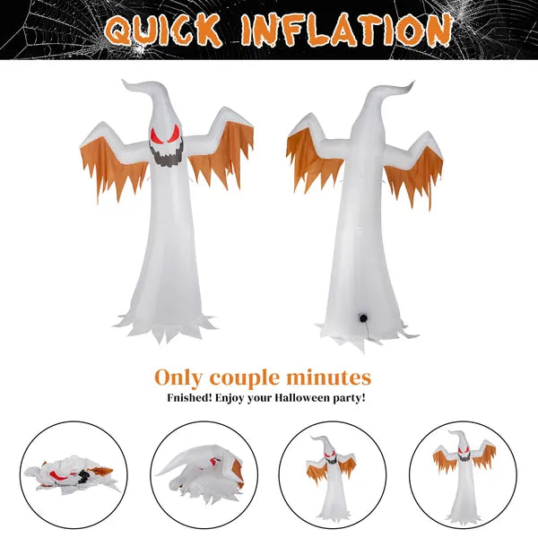 12ft Inflatable Halloween Ghost Decoration with LED Lights