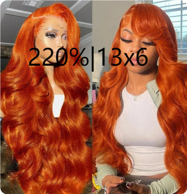 Long Curly Human Hair Wigs for Women - Fluffy Big Wave Style in Orange, 10-30 Inches