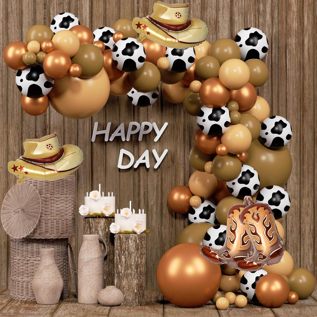 Retro Western Denim Balloon Set - Holiday Party Decorations, 125pcs