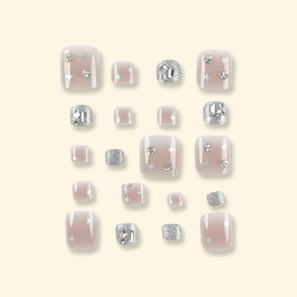 Diamond Embedded Star Nail Stickers - Detachable Toenail Art Decals