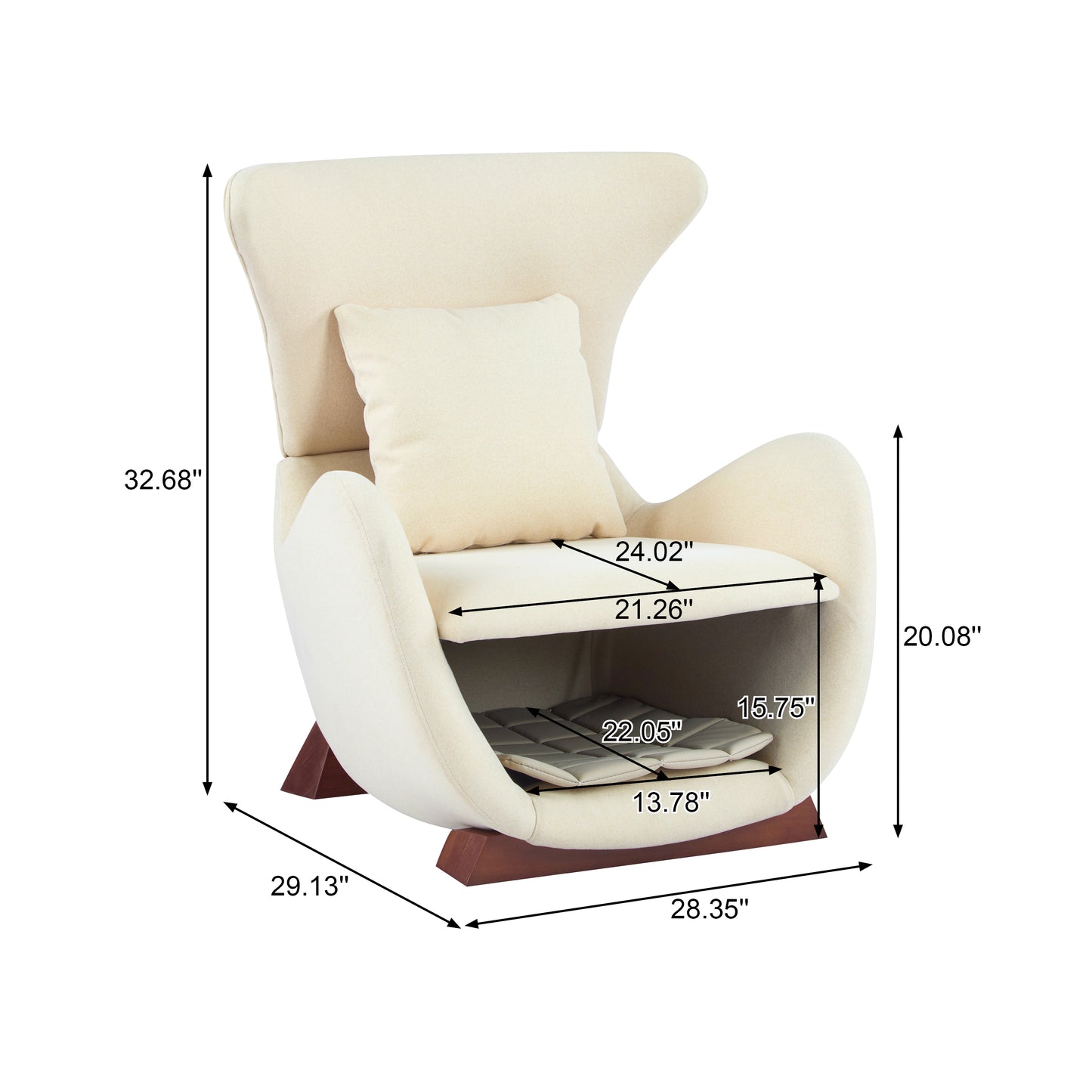 Beige Polyester Accent Chair with Pet Storage - 330 Lbs Capacity