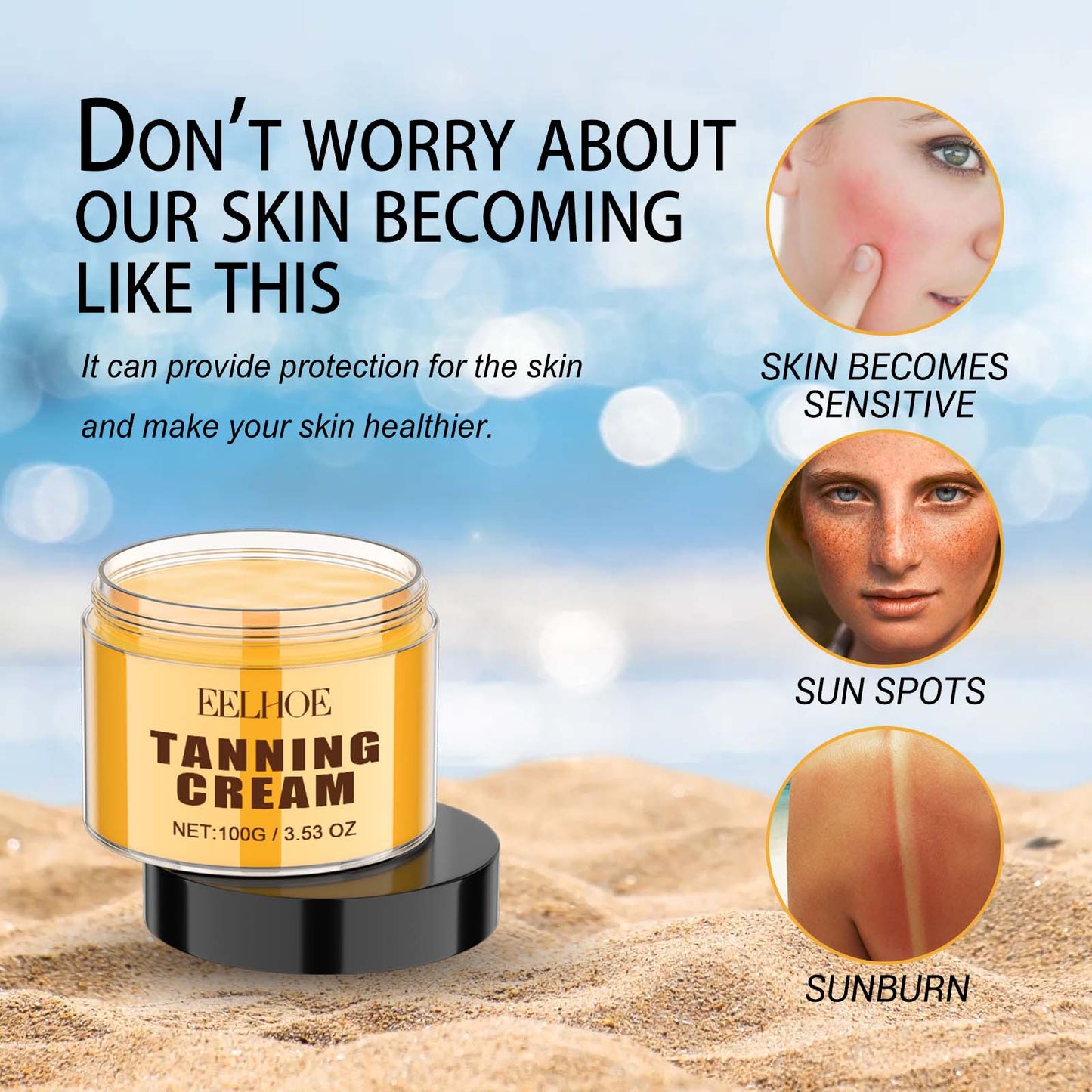 Natural Tanning Cream - Moisturizing Body Bronzer with Cocoa & Carrot Oil