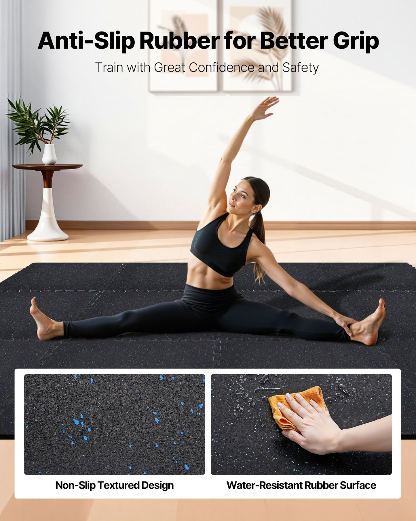 Puzzle Exercise Mat 24 pcs Gym Floor Tiles Impact-Absorbing EVA Foam Blue Dots