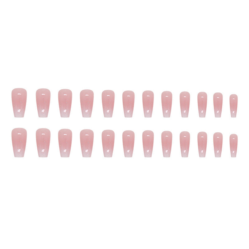 Mid-Length Ballet Nail Stickers - Girl Gradient Nail Art Decals Pink