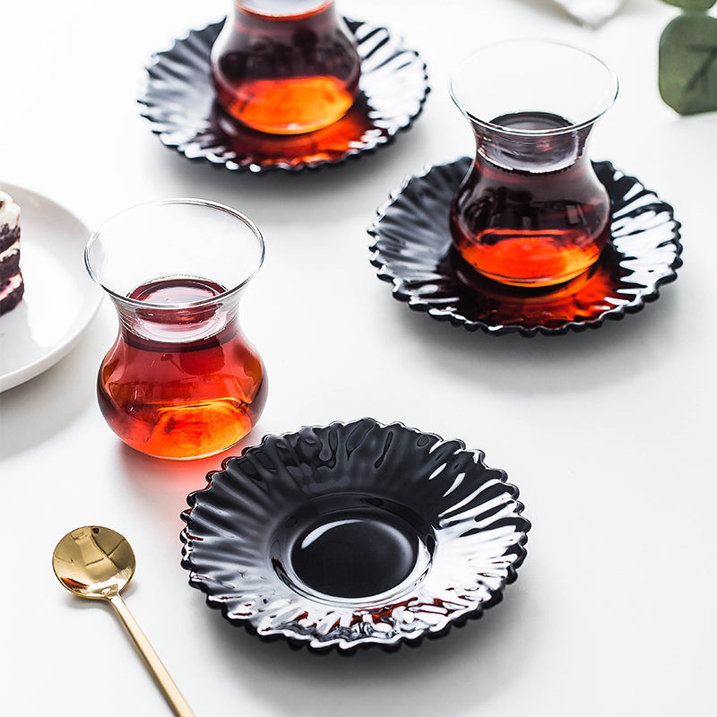 170ml Glass Coffee Cup with Saucer - Clear Pyrex Tea Mug for Home Use