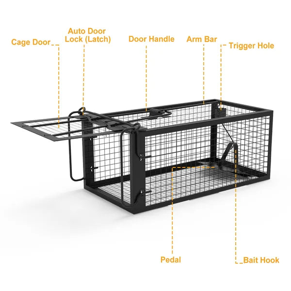 Humane Live Rodent Trap - Galvanized Iron Mouse Cage