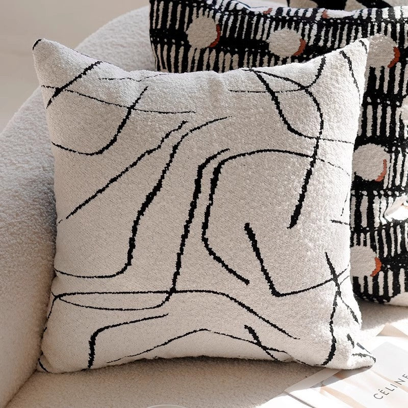 Modern Black and White Decorative Throw Pillow Cover Set - Various Styles and Sizes