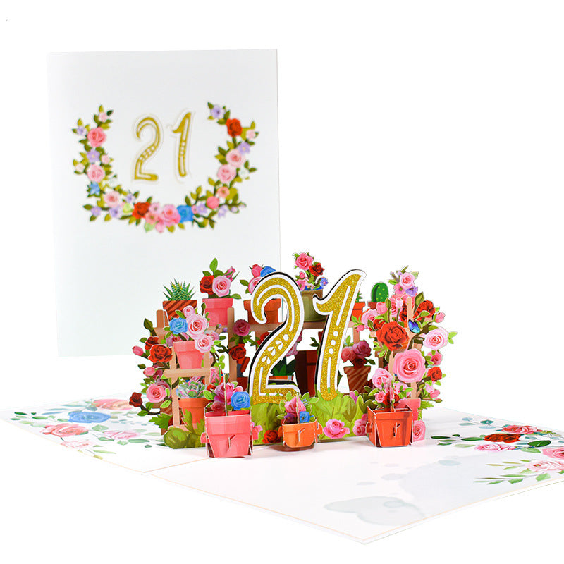 Flowers Anniversary Greeting Card 3D Stereo - Multiple Colors