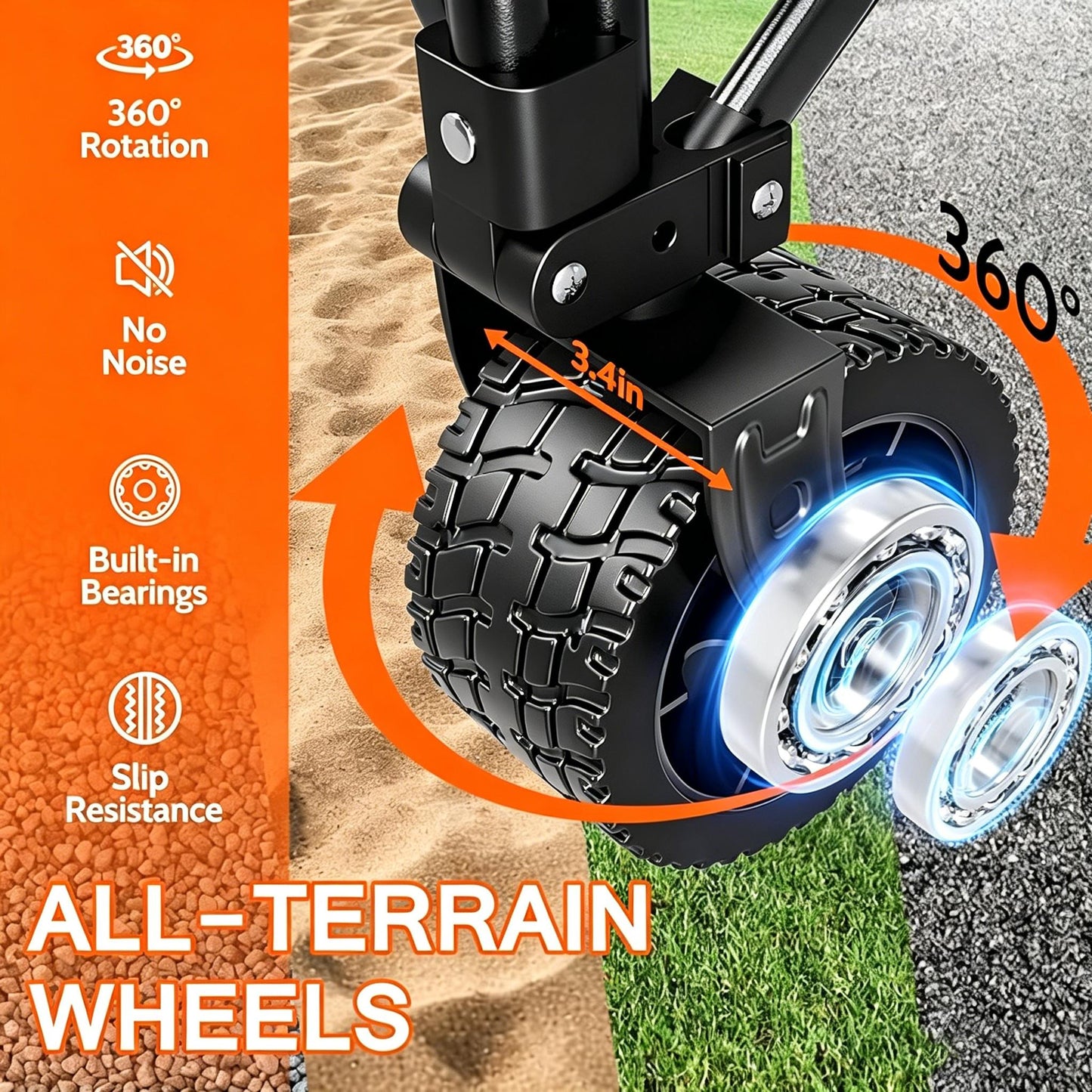 Foldable Camping Cart with Removable Tabletop & All-Terrain Wheels