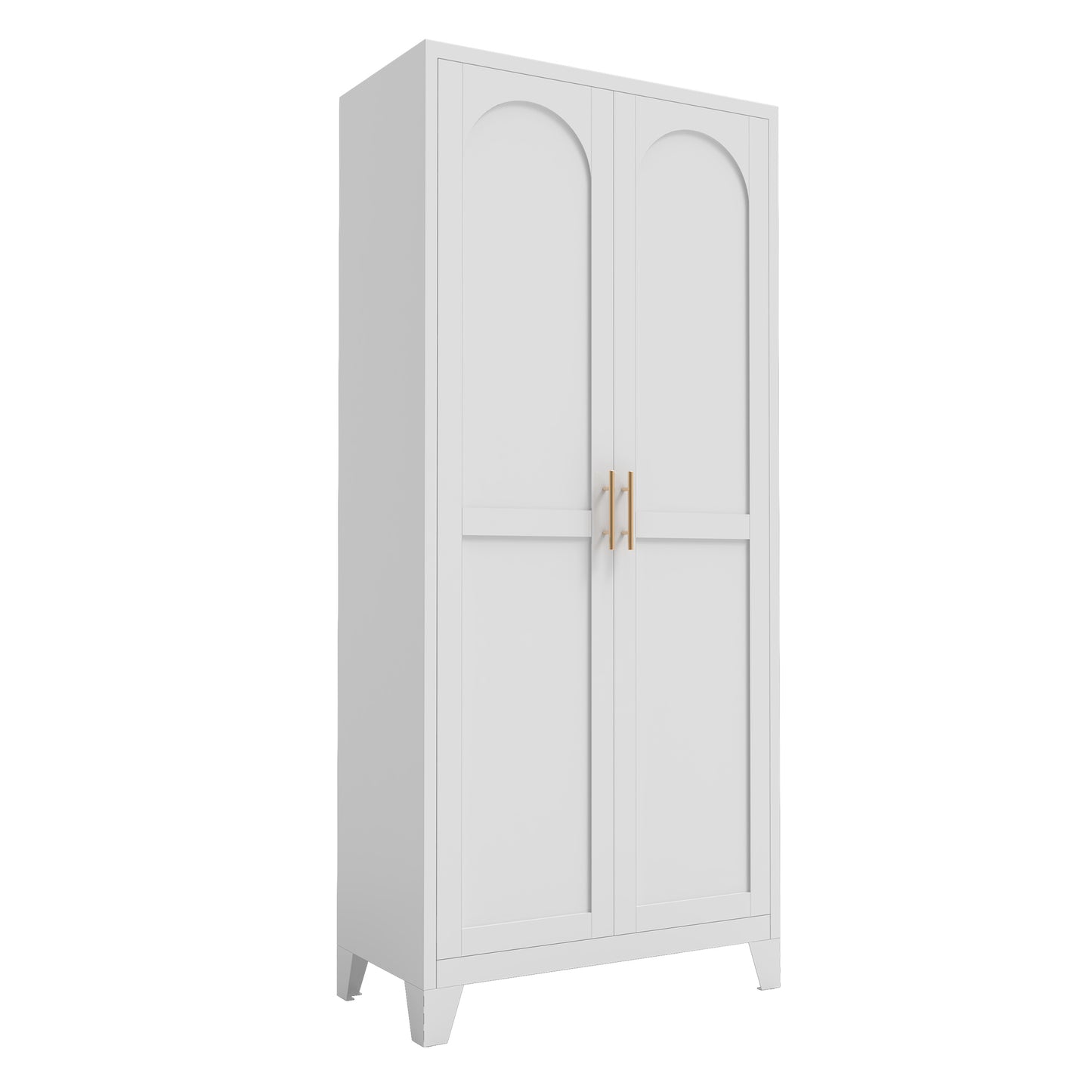 71'' Metal Storage Cabinet with Adjustable Shelves - White