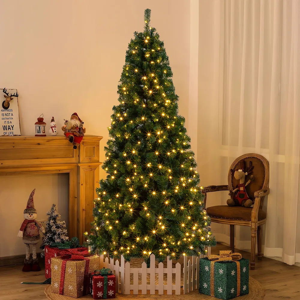 6ft Christmas Tree with 150 Warm LED Lights - Green PVC