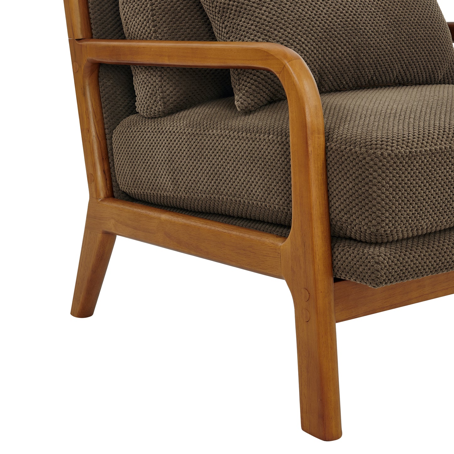Mid-Century Modern Wooden Lounge Chair - Coffee Upholstery