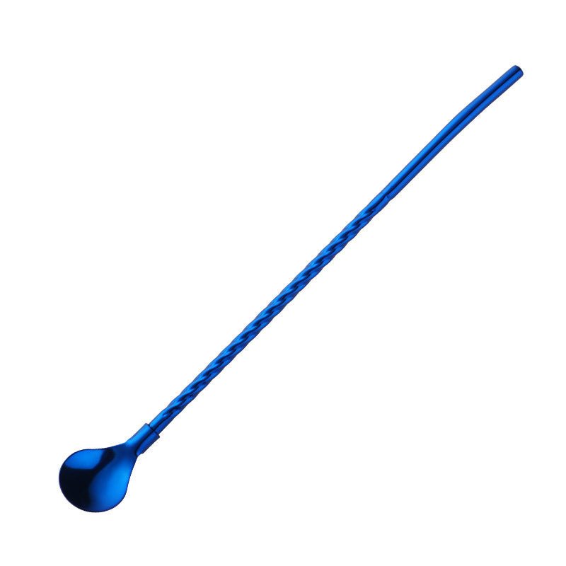 Stainless Steel Dual-Purpose Straw Spoon - Long Handle Kitchen Utensil