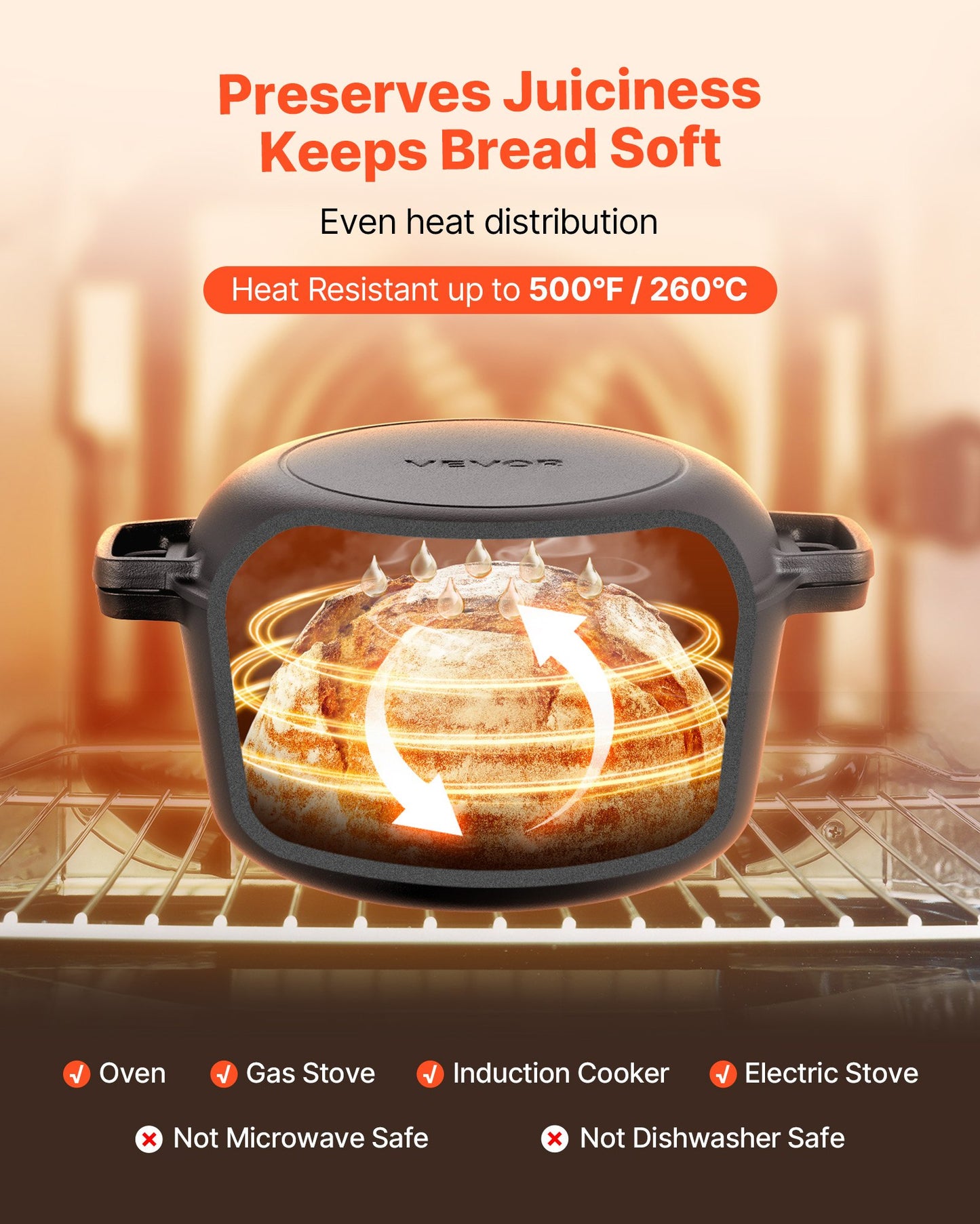 5QT Pre-Seasoned Cast Iron Dutch Oven with Lid - Black