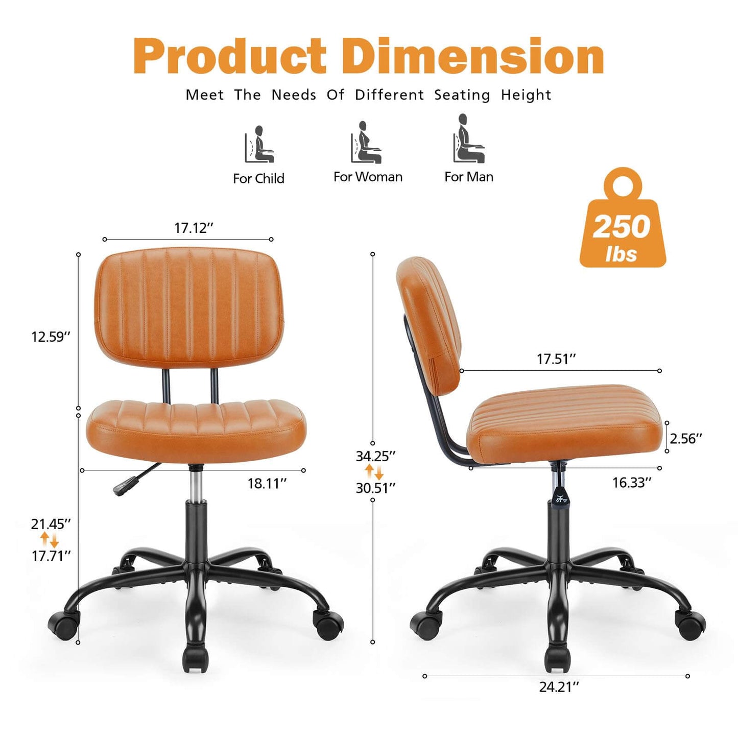 Adjustable Height 360° Rolling Swivel Office Chair - Multiple Colors