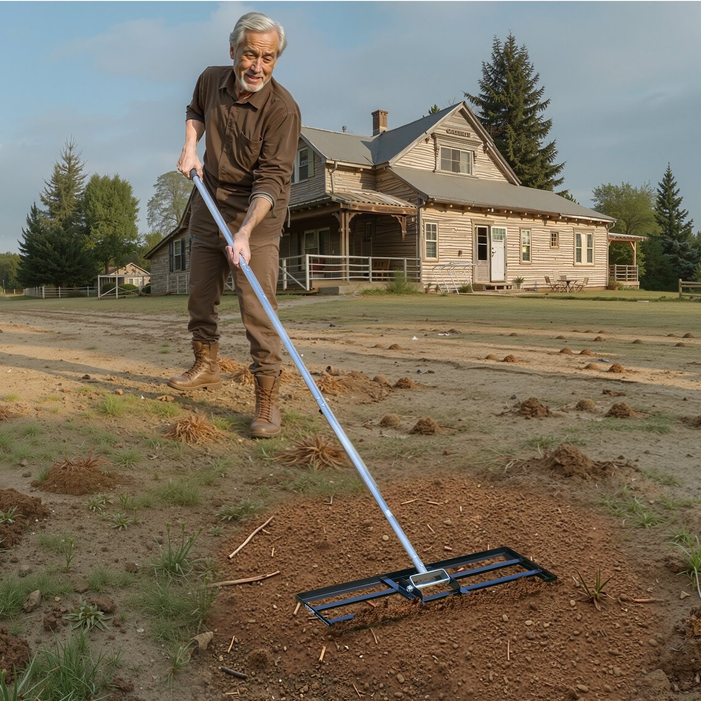 10x30in Heavy Duty Lawn Leveling Rake with Adjustable Handle for Yard & Garden