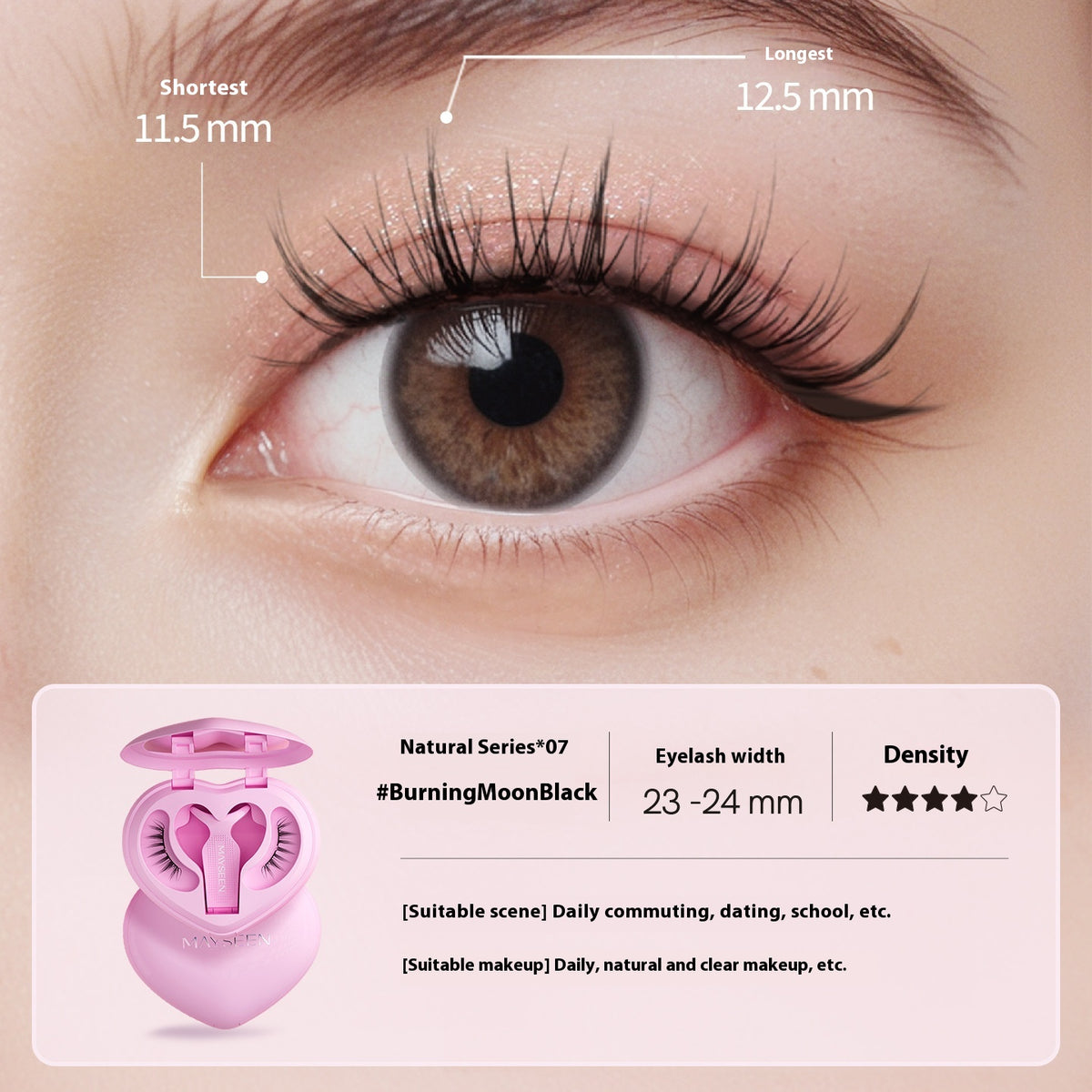 Magnetic False Eyelashes with Heart-Shaped Soap Holder - Natural Long Style