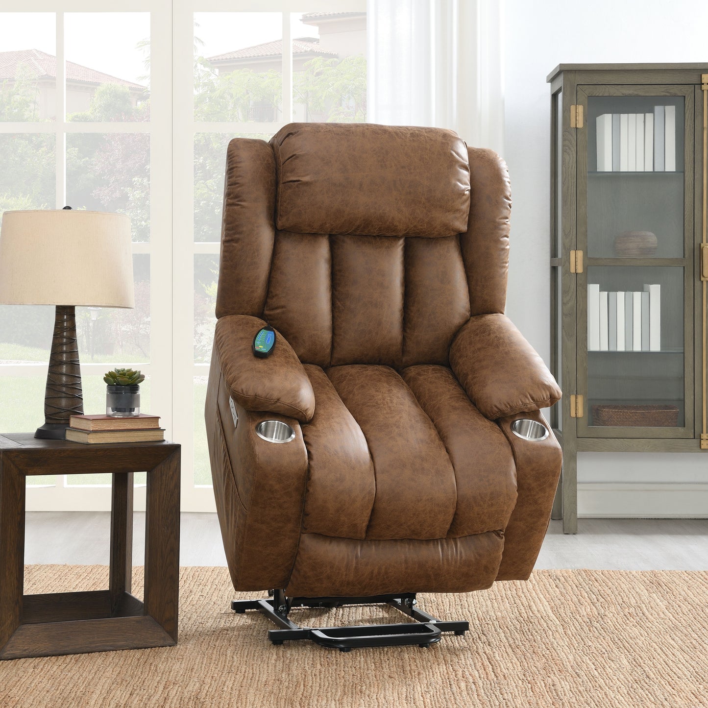 Power Motion Recliner with Heating & Massage - Brown