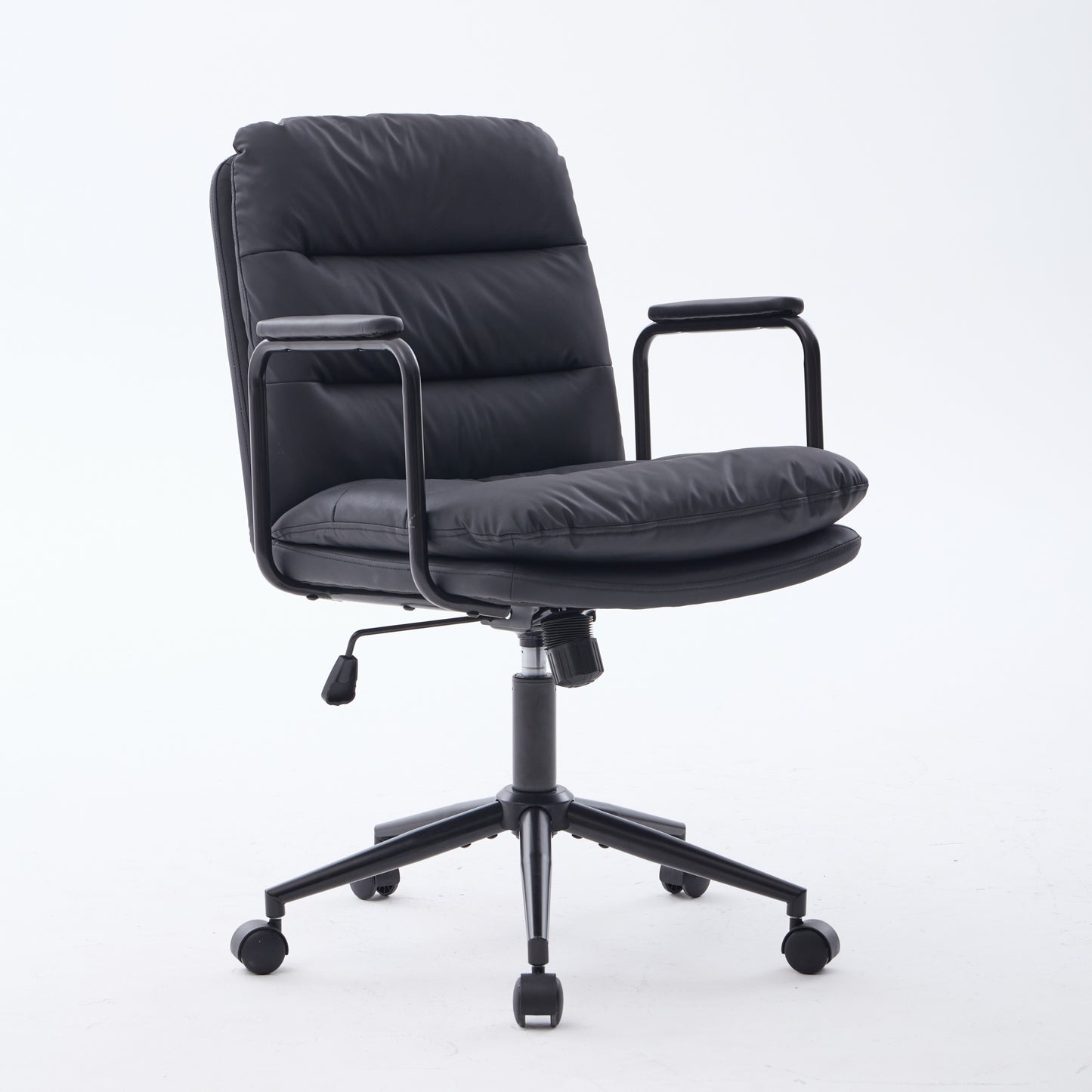 Office Chair,Mid Back Home Desk Task Chair With Wheels And Arms