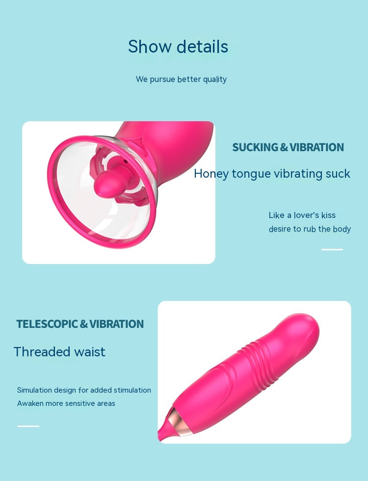 Double-Headed Sucking Tongue Licking Vibrator Device - Electric Silicone Adult Wellness