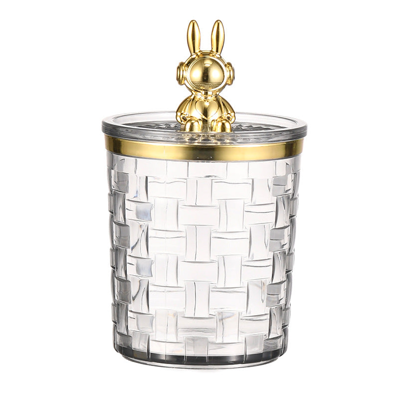 Makeup Storage Cup - Transparent Gray Crystal Style, 8.5x7.3cm, Pack of 1