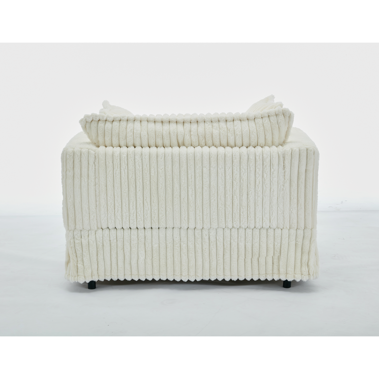 Oversized Corduroy Chaise Longue with Ottoman - Beige