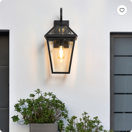 Outdoor Wall Lantern Light - 21 Inch Black Metal & Clear Glass Sconce for Porch Garden