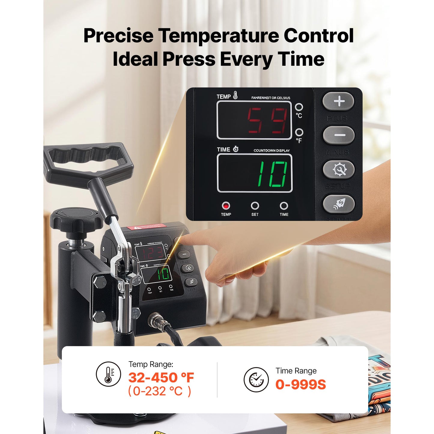 12x10 Inch Sublimation Heat Press Machine Swing Away Digital Control for T-Shirts, Canvas, Pillowcases