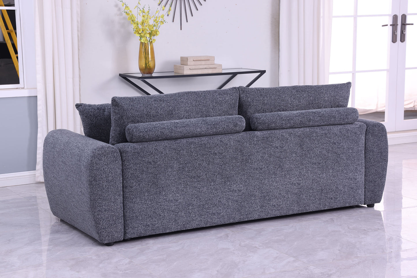 Modern Minimalist 3-Seat Gray Sofa - Comfortable Chenille Design