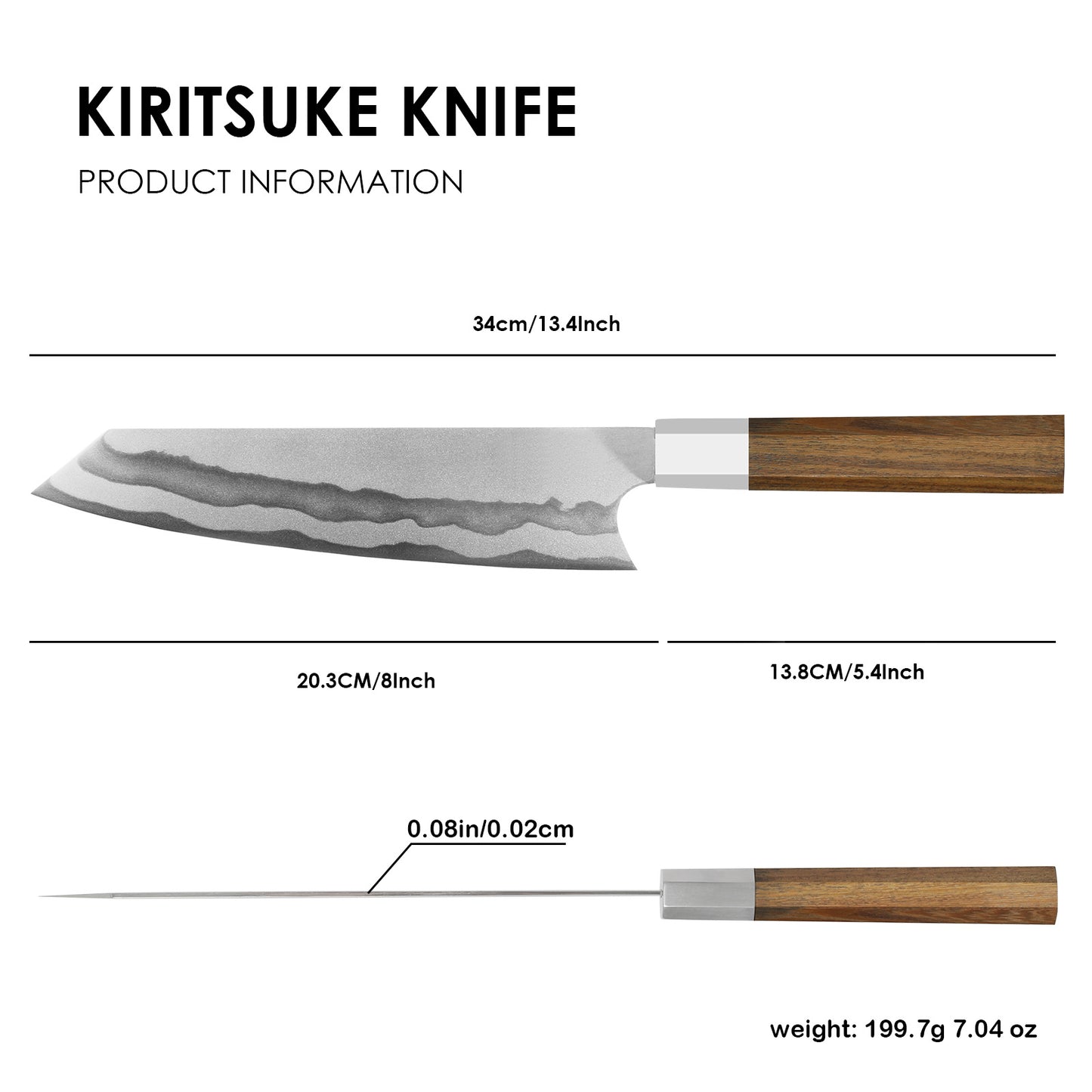 8-Inch Japanese Gyuto Chef Knife - Professional Kiritsuke Design