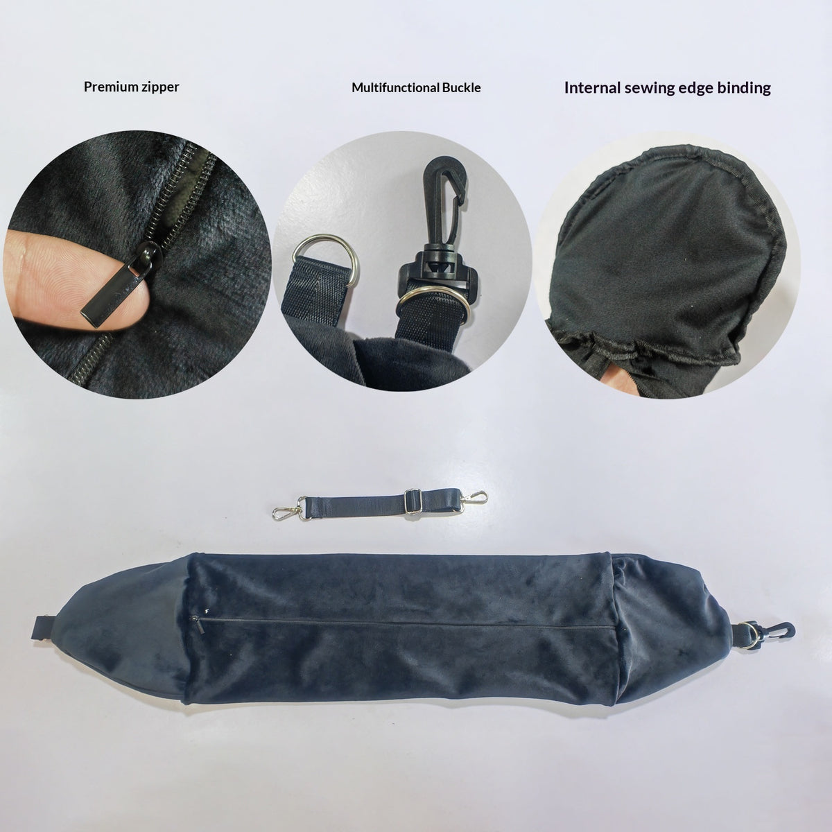 Foldable Neck Pillow Cover for Outdoor Travel & Driving - Black