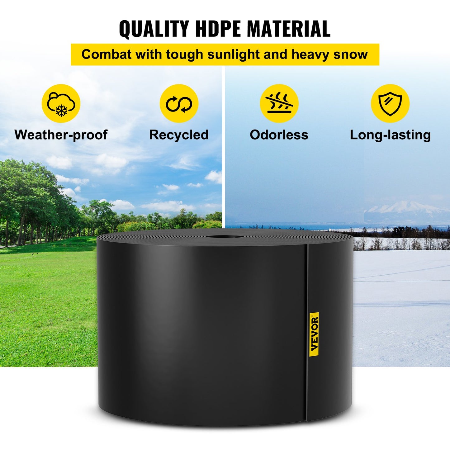 Garden Edging 40 Ft Black Recycled HDPE Flexible Border for Landscaping