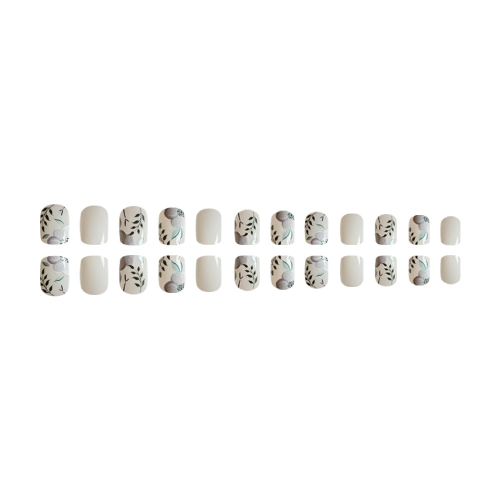 24 Pcs Nail Stickers Green Leaf Flower Pattern Cute and Elegant Nail Art Decals