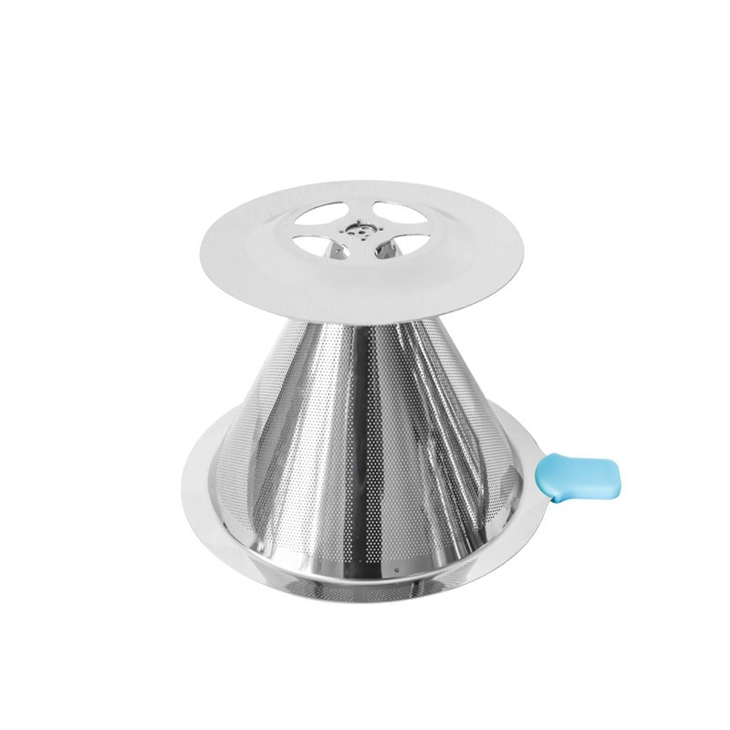 Stainless Steel Coffee Filter with Base - Reusable Filter-Free Paper Strainer for Home Brewing