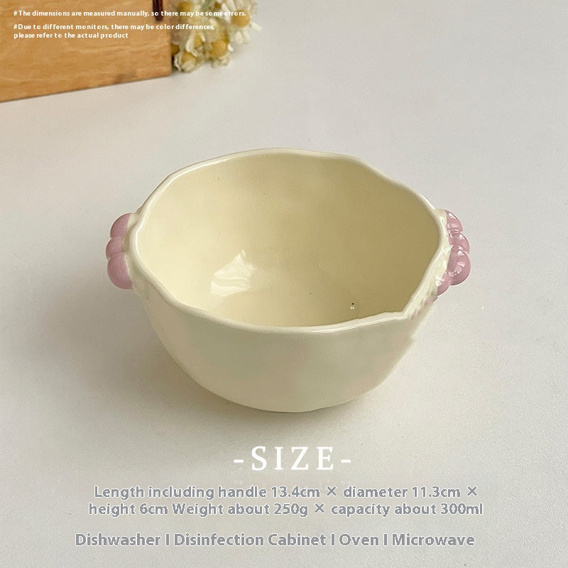 Candy Pearl Double-Ear Ceramic Bowl - Nordic Style Kitchen Decor