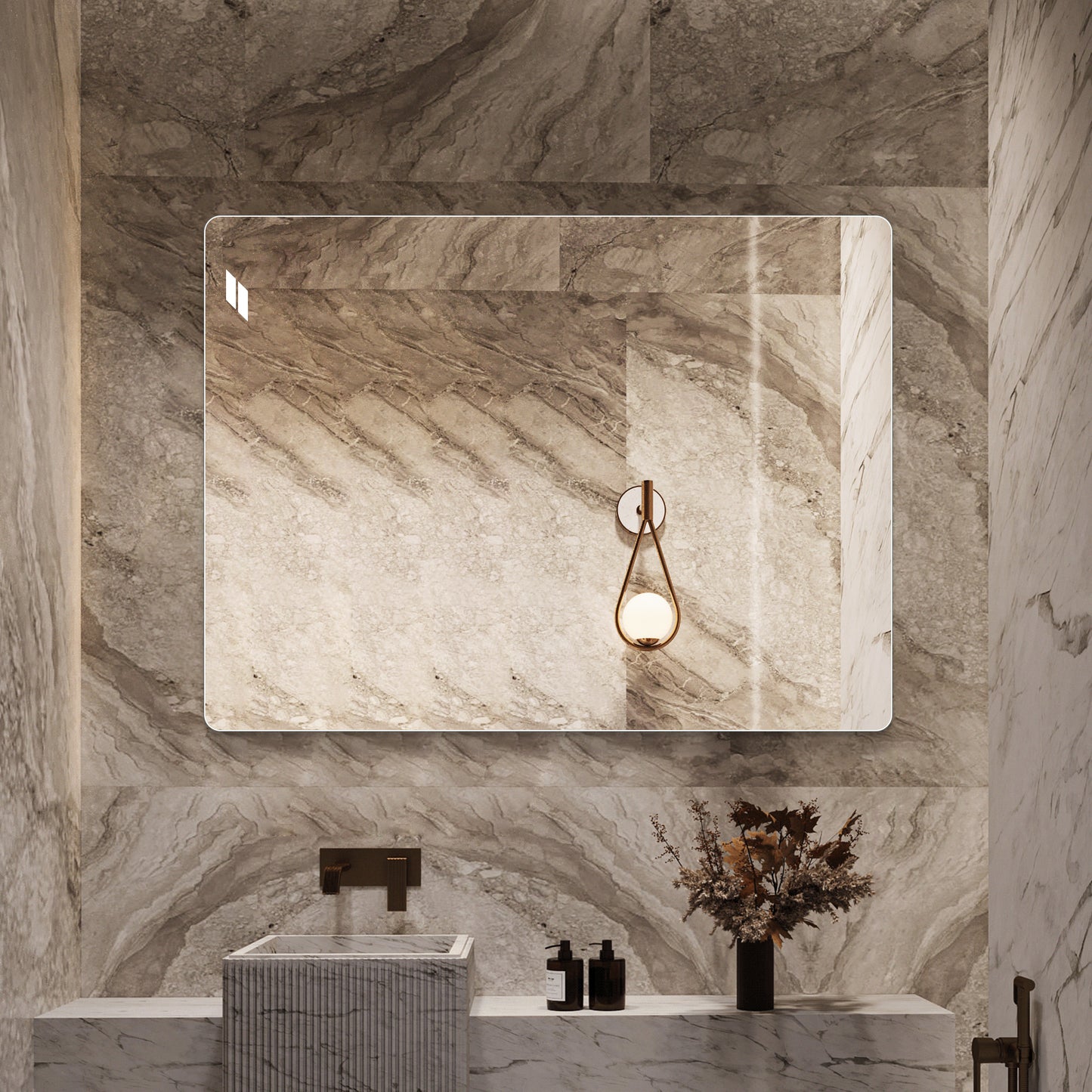 Modern Frameless Bathroom Mirror - 36 x 30 Inch Rectangular